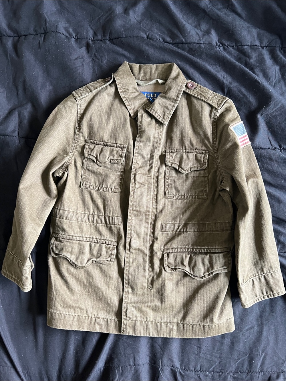 Polo by Ralph Lauren Olive Green Military-Style Kids Jacket